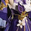 Genshin Impact Keqing Purple Game Suit Sukienka Piękna mundur anime Cosplay Cosplay Kostium Buty Halloween Party Strój dla kobiet Y0903