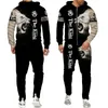 Personalidade animal legal leão 3d todo impressão tracksuits homens moda zíper calças com capuz 2 pcs conjunto ternos esportivos 220225