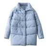 Tangadaの女性エイミーグリーンサイズロングパーカー厚い冬スリーブボタンポケット女性暖かいコートASF73 210910