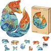 Fox kształt drewniana łamigłówka dla dorosłych Dzieci drewniane puzzle Prezenty dla zwierząt drewniana układanka dla dzieci Toys247q3684026