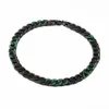 Europe America Men Black-colour Metal Engraved V Initials Green Enamel Setting Diamond 2054 Chain Links Necklace Bracelet Jewelry 3186
