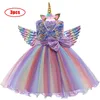 Robe de noël pour filles princesse formelle pétales enfants Vestidos enfants licorne fête fille vêtements Cosplay Costume 210508