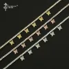 Hip Hop Gold Plated Iced Out Bling Women Charm Jewelry Geometry Heart Arrow CZ Tennis Chain With CZ Butterfly Choker Necklaces X0509