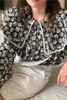 Kvinnor Skjortor Sommar Koreansk Blusas Chic Loose Print Puff Sleeve Blusar Vintage Temperament Big Turn Down Collar Toppar 210519
