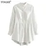 YYMSXR Spring White Long Blouse Women Draped Dress Blusas Mujer 210527