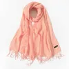 2019 Lyx varumärke sommar tunna halsdukar för kvinnor sjalar och wraps mode solid kvinnlig hijab stal pashmina cashmere foulard x0722