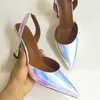 Femmes chaussures élégantes couleur cristal embelli Slingback bout pointu talon haut Satin chaussures habillées différentes couleurs