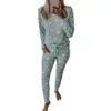 女性のパジャマのセットカジュアルかわいい星印刷秋と冬の家庭の家庭衣類の寝室の自然の家の服夜のスーツx0526