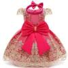 Robe de petite fille pour filles, robe de soirée dentelle arc bébé bébé robe de baptême tutu 1 an robe d'anniversaire sans année 6 9 12 24 mois