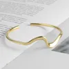 Simple Wave Shape Couple Bangle Bracelet Gold Silver Color Open Cuff For Lover's Adjustable Size