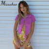 Missakso Summer Sexy Purple Crop Top Y2K Button Women Basic Casual Fashion Short Sleeve T Shirts Party Streetwear 210625