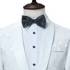 Erkekler Zarif Gül Çiçek Baskı Smokin Takım Elbise Blazer Şal Yaka Bir Düğme Düğün Damat Groomsmen Smokin Takım Elbise Ceket Erkek Beyaz 210522