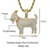 Hip Hop Iced Out Cubic Zircon Bling CZ Goat Pendants & Necklaces For Men Jewelry With Tennis Chain X0509