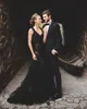 Black Lace Mermaid Gothic Wedding Gowns Modest Appliques Slim Bridal Dresses Sexy Backless Customized Long Vestidos De Marriage