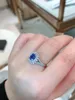 Cluster ringar mm blå safir ring 0.98ct 18k guld naturlig unhering cornflower ädelsten diamanter sten kvinna