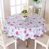 PEVA Printed Table Cloth Waterproof Oilproof Backside Ati-slip Flannel Round cloth Cover For Home Restaurant 210626
