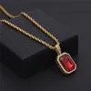Fashion Hip Hop Diamond Chain Pendant Necklace Square Gem Crystal Necklaces Jewelry for Men Women Party Favors Free DHL Kimter-P5FA