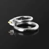 NXY Cockrings Stainless Steel Chastity Training Ring Locking Double Ball Stretcher Penis Exercise Scrotum Cage with Lock 0214