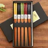 Chopsticks 5 Pairs Reusable Bamboo Set Classic Style Dishwasher Safe Gift For Home El Restaurant Chopsitcks