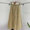 Surmiitro 100% хлопок MIDI длинная юбка женская летняя мода корейский стиль желтый высокая талия средняя длина плиссированная юбка женщина 210712