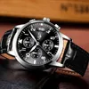 Lige Mężczyźni Casual Skórzany Zegar Biznesowy Mens Zegarki Top Luksusowy Kwarcowy Wrist Watch Mężczyźni Sport Wodoodporny Chronograph Montre Homme Q0524