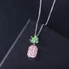 Kedjor 2021 Söt fruktrosa ananas hängsmycke halsband kristaller från österrikiska mode vilda fina smycken för kvinnor fest