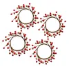 Decorative Flowers & Wreaths 3pcs 8cm Inner Diameter Berry Wreath Candle Rings Garland Xmas Ornament Stand Centerpiece