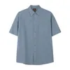 IEFB / Herrenbekleidung Sommer einfarbiges Kurzarmhemd lose koreanische Mode hübsches lässiges Leinenoberteil Streetwear 9Y2236 210524