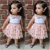 Ny sommar söt baby barn flickor prinsessa slips rosa polka dot sequins tulle tutu casual sommar enstycken klänning q0716