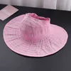 Large Brim Foldable Sunscreen Sun Hat Anti-ultraviolet SunHat Foldable Windproof Canopy Women Kids Seaside Beach Hollow Cap G220301