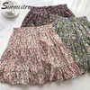 Sommer Mini Röcke Frauen Koreanischen Stil Floral Rüschen Ästhetische Hohe Taille Falten Rock Weibliche Shorts Futter 210421