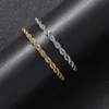 Link, Chain 5/3mm Rope Bracelets Mens Stainless Steel Gold Color On Hand Fashion Hip Hop Twist Bracelet For Male Wholesale 7inch