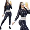 Women Tracksuits Two Pieces Set Designer Outfits Slim Sexy Korean Velvet Rib Stitching Solid Color Zipper Jacket Flares Pants 21 Colours