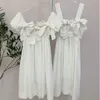 Mode Bandage Bow Square Neck Sexig Backless Beach Vacation Summer Dress Kvinnor Koreansk Söt Casual Loose White Mini Robes 210514