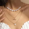 Pendant Necklaces Multi Layer Strips Love Imitation Pearls Necklace Creative Pearl Chain For Women Fashion Jewelry Gift