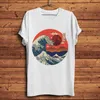 The Great Wave Off Kanagawa In Moon Vintage Ukiyoe T Shirt Homme Kortärmad Män Vit Casual Tshirt Unisex Streetwear Tee G1222