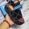 Lüks Erkekler Tasarımcı Ayakkabı Kadın Terlik Tuval Platformu Sandalet Gerçek Deri Bej Tuğla Kırmızı Renkler Plaj Slaytlar Terlik Açık Parti Klasik Sandal Kutusu