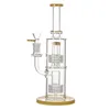 Bonga de vidro inebriante Matriz estéreo dupla Hookahs Tubo de água de 11 polegadas grossa de 14 mm fêmea articulação fêmea Birdcge Óleo de tubo reto DAB PLACES COM TACA