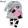 Собака Baby Girls Pajamas костюмы 2 3 4 5 6 7 лет детская одежда для одежды девушки одежда наборы футболки трубки спящие одежды 100% хлопок 210413