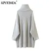 Mulheres Moda Espessura Quente Oversized Sweater Alto Neck Manga Longa Fêmea Pullovers Chique Tops 210420