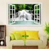 Autocollant mural cascade vue fenêtre 3d, papier peint, sparadrap de paysage naturel pour salon, décoration de maison, affiche d'art