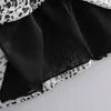 Women Fashion Leopard Chiffon Dress V Neck Puff Long Sleeve Streetwear Mini es Lady Ruffles Female A Line Sundress 210515