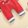 幼児生まれたばかりの赤ちゃん女の子男の子のクリスマスの服セットスプライシング長袖スナップジャンプスーツビーニーハット衣装0-18M G1023