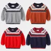 Autumn Winter 2 3 4 6 8 9 10 Years Christmas Gift O-Neck Knitted Handsome Kids Ethnic Style Soft Sweater For Baby Boys 210625
