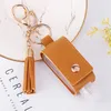 Part Favor Hand Sanitizer Holder With Bottle Leather Tassel Keychain Portable Desinfectant Case Tomma flaskor Keychains KKB72392057765