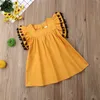 Emmababy sommar fritid toddler barn tjejer tofs prinsessa party pageant klänningar komfort kort ärm kläder sundress 1-6t q0716