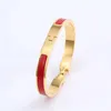 Fashion Bangle 8mm Stainless Steel Charm Bracelets Women Luxury Jewelry Designer Bangles Orange Color Enamel Gift For Lover2558