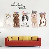 Autocollants muraux amovibles pour chiens, décoration artistique adhésive pour chambre à coucher et salon
