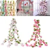 Decorative Flowers & Wreaths 2.2-2.5m Cherry Blossom Vine Flower Garland Artificial Peony Sunflower With Leave Silk For Home Room Garden Wed