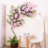 5pc/lot Cherry Blossoms Tree Artificial Flowers 3 Fork Sakura Flowers Branch Silk DIY Home Wedding Background Wall Decoration 210624